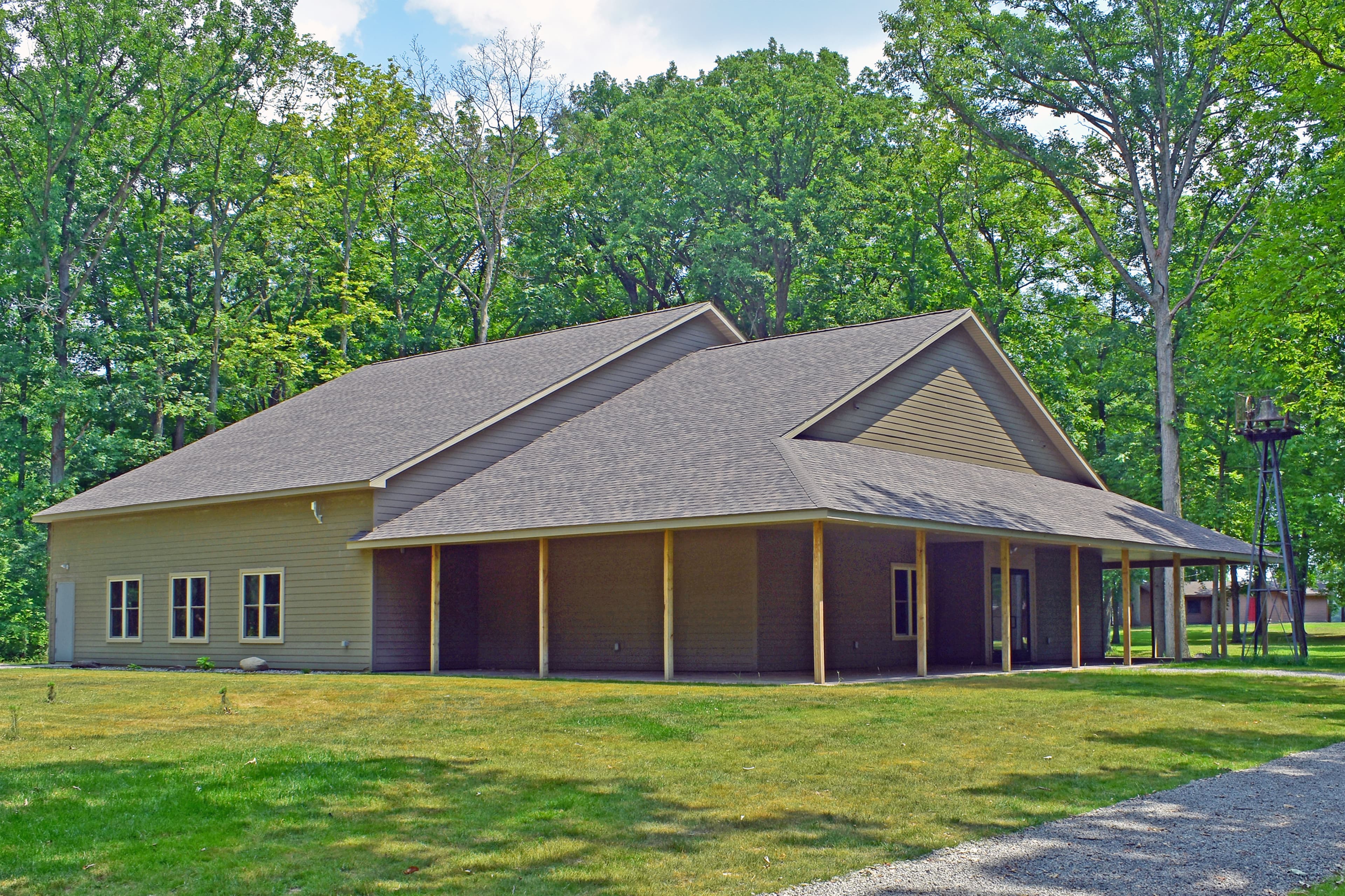Chapel at Bear Lake Camp surrounded by trees