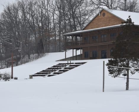 Bear Lake Camp dining hall in winter